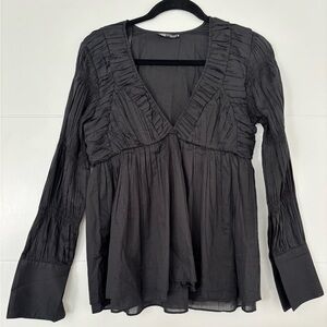 Zara Black Pleated Women's Blouse